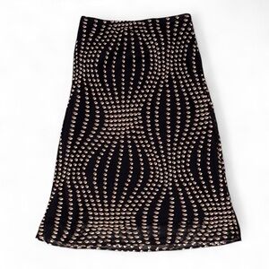Opera Clothing Vintage Black Spot Motif Midi Skirt